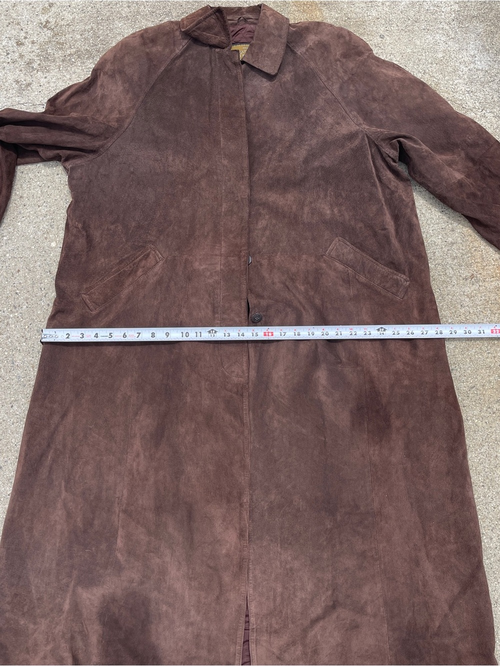 Vintage Y2K Express Women's Brown Suede Leather Trench Coat - size L - Picture 10 of 14